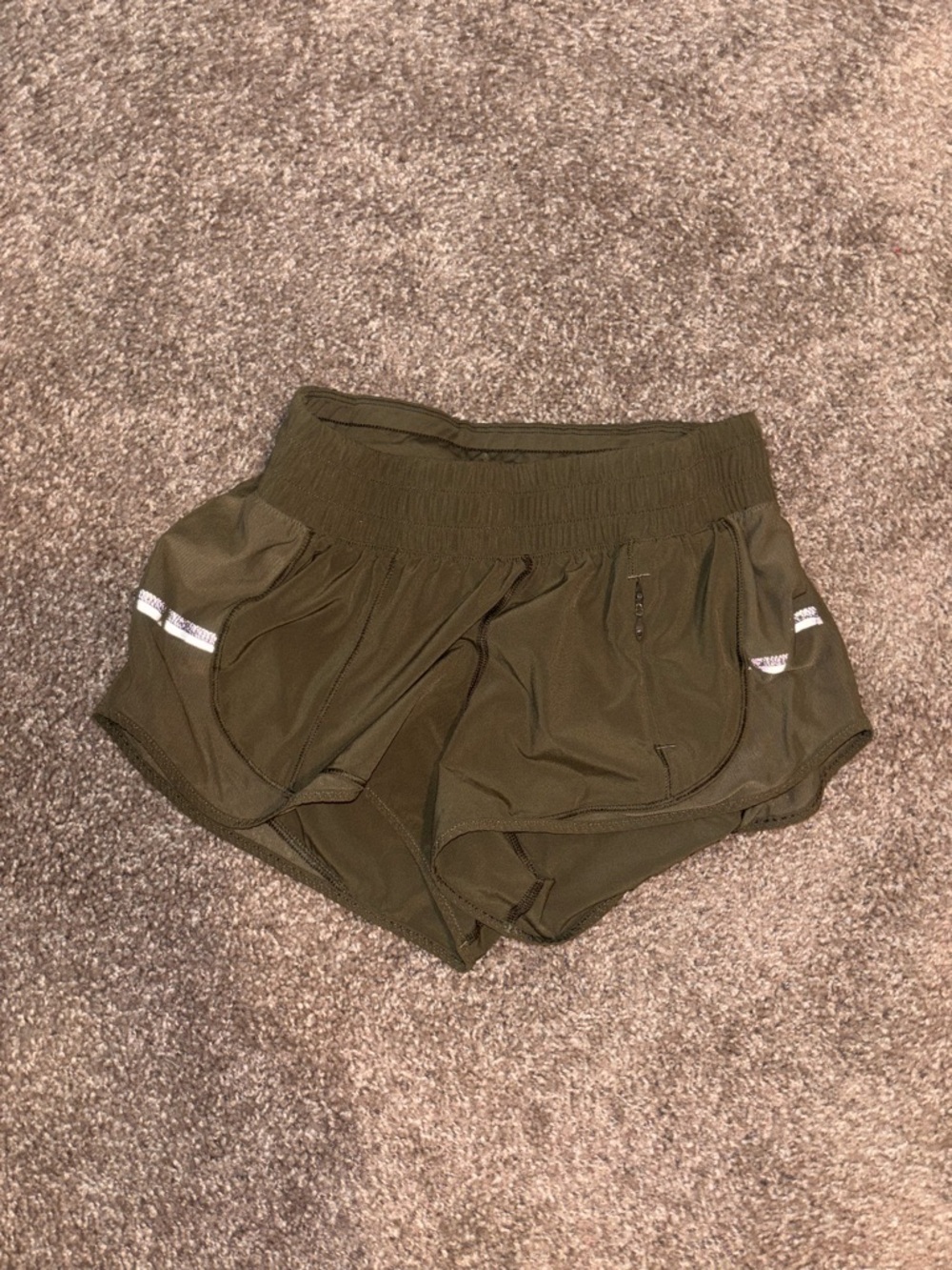 lululemon athletica Olive Green Smocked Waist Athletic Shorts